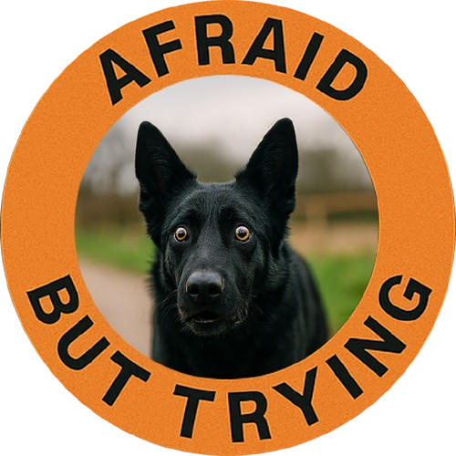 German Shepherd Afraid But Trying T‑Shirt — Encouraging Dog Graphic Tee