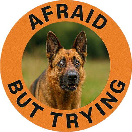 Afraid But Trying Tee — Motivational German Shepherd T‑Shirt