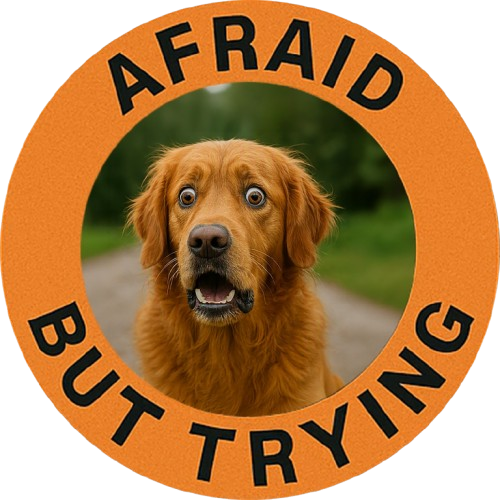 Golden Retriever T-Shirt — "Afraid But Trying" Dog Photo Graphic Tee