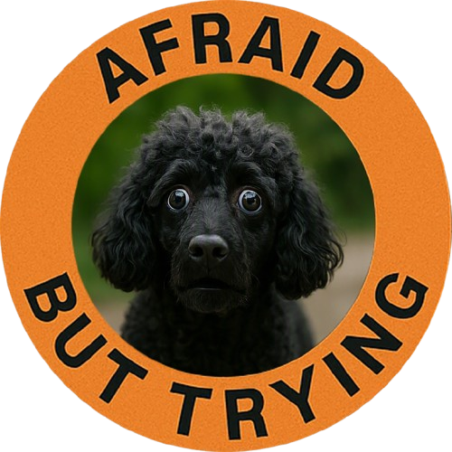 Afraid But Trying T‑Shirt — Cute Nervous Poodle Graphic Tee