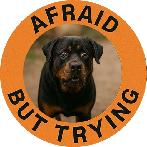 Rottweiler Afraid But Trying Tee — Motivational Dog Graphic T-Shirt
