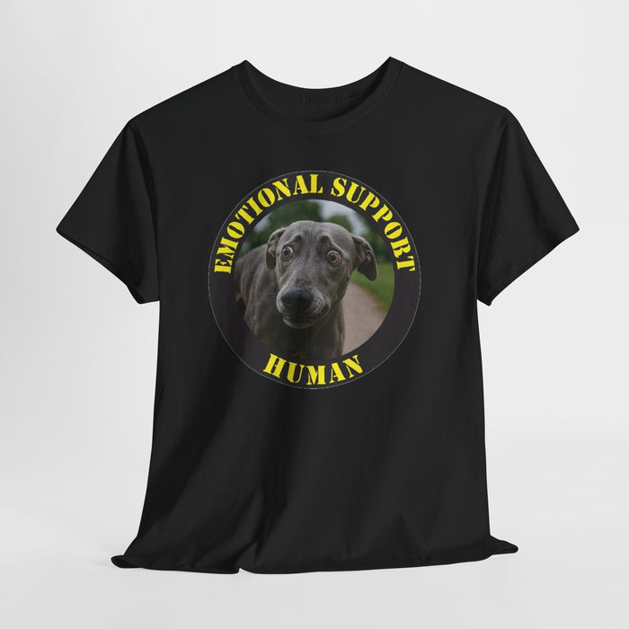 Emotional Support Human T‑Shirt — Rescue Dog Photo Tee for Pet Lovers