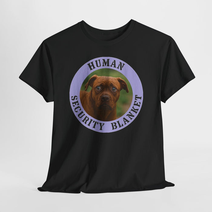 Pit Bull Dog “Human Security Blanket” T-Shirt — Cute Boxer Pup Graphic Tee