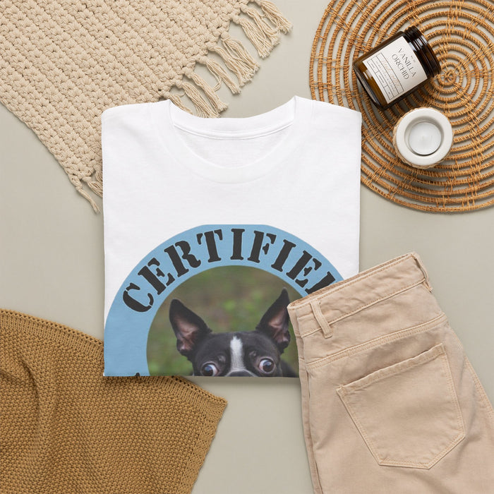 Certified Velcro Dog T-Shirt — Funny Boston Terrier Pet Tee