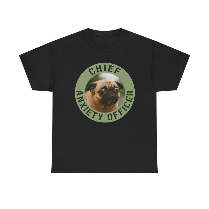 Chief Anxiety Officer Tee — Funny Pug Graphic T-Shirt