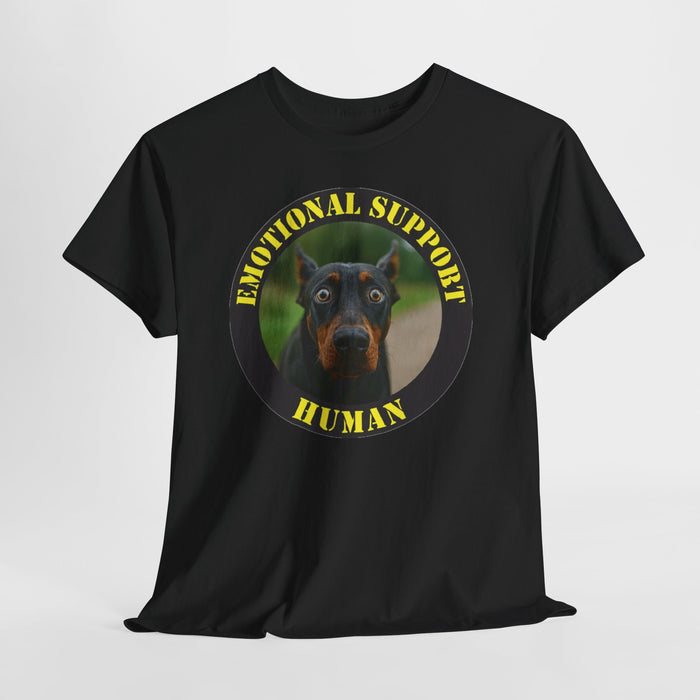 Emotional Support Human T‑Shirt — Doberman Pet Lover Tee