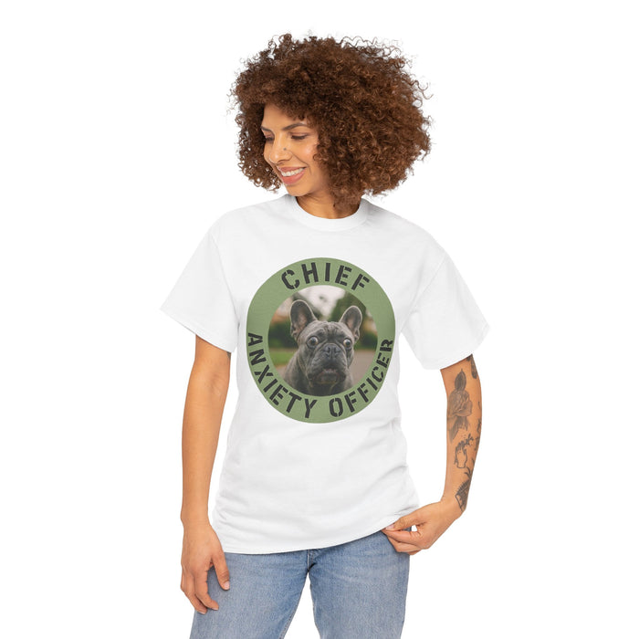 Chief Anxiety Officer Dog T-Shirt — Funny French Bulldog Tee for Dog Lovers