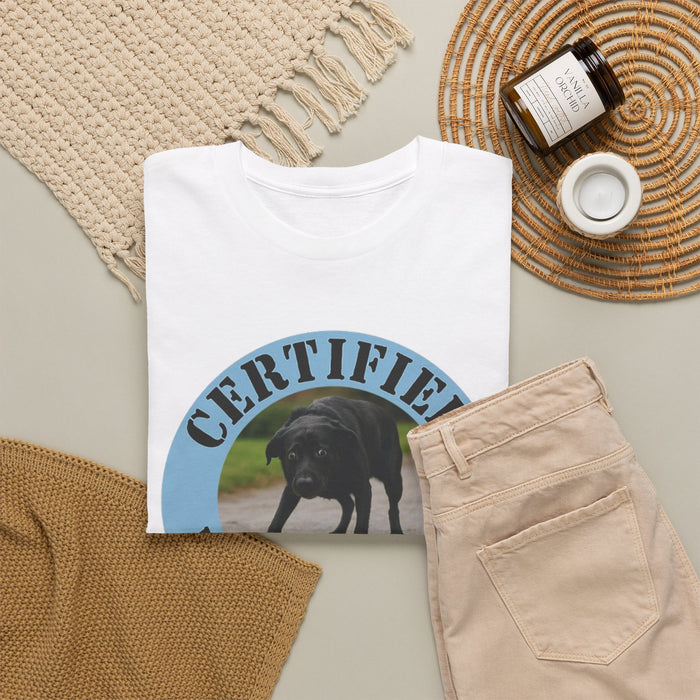 T-Shirt — "Certified Velcro Dog" Graphic Tee (Funny Dog Lover Shirt)