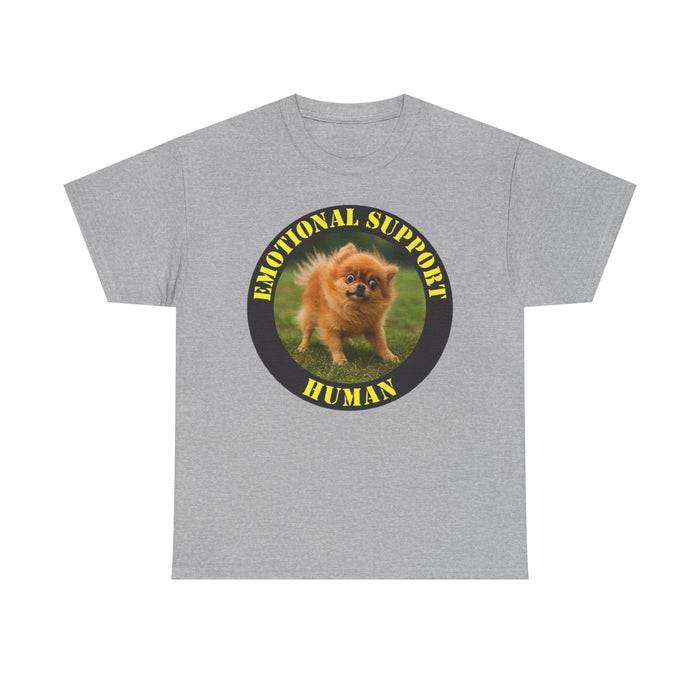 Emotional Support Human T‑Shirt — Cute Pomeranian Dog Graphic Tee