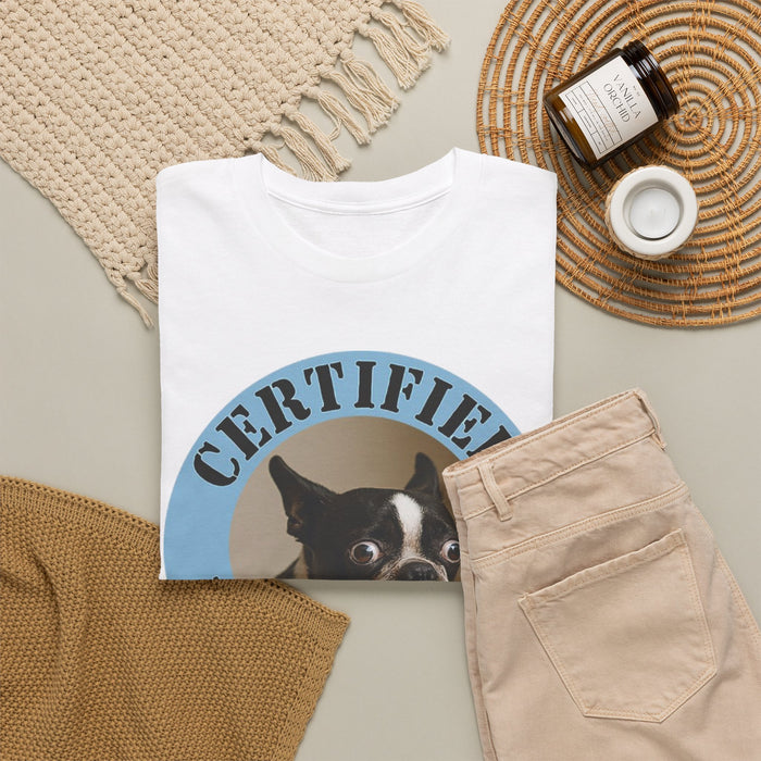 Certified Velcro Dog T‑Shirt — Funny Boston Terrier Pet Tee