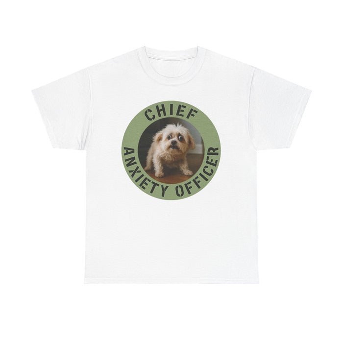 Chief Anxiety Officer Tee — Cute Dog Graphic T-Shirt for Dog Lovers & Anxious Humor