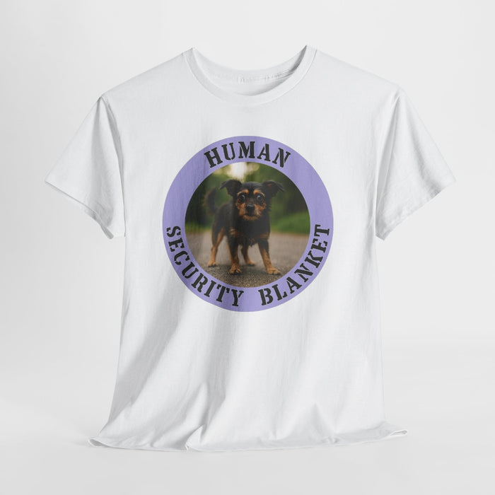 T-Shirt — "Human Security Blanket" Funny Dog Photo Tee