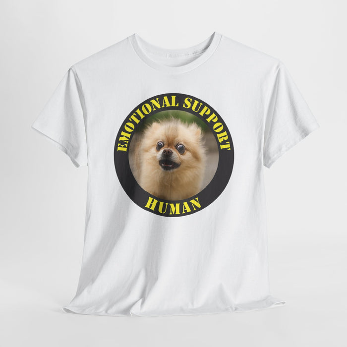Emotional Support Human T‑Shirt — Cute Pomeranian Therapy Dog Tee