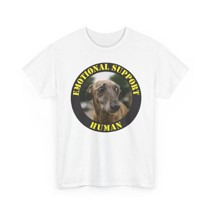 Emotional Support Human Tee — Cute Greyhound Photo Graphic Shirt