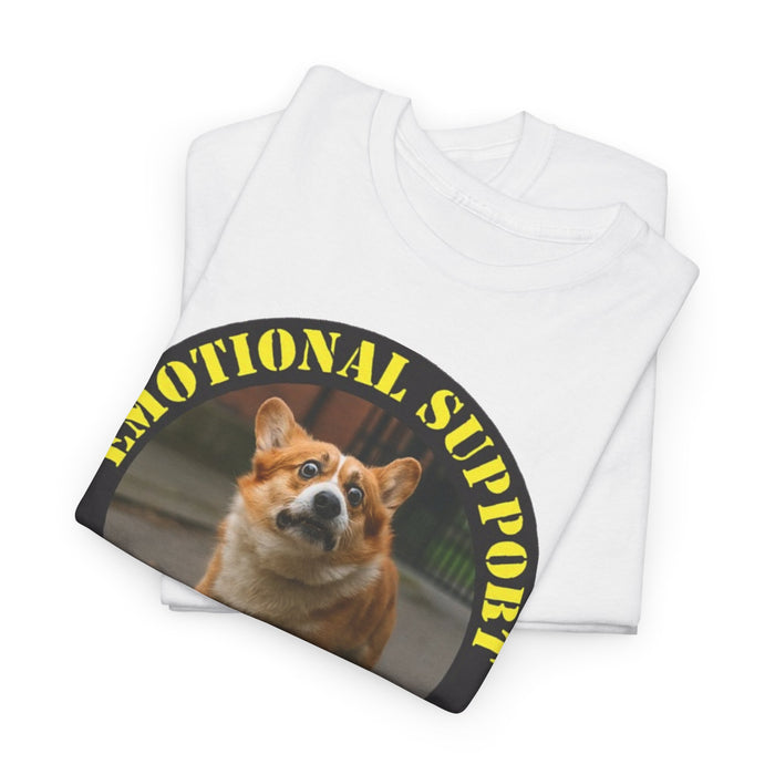 Emotional Support Human Tee — Corgi Patch Graphic T-Shirt
