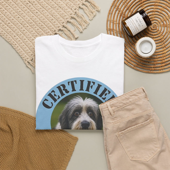 Old English Sheepdog Certified Velcro Dog T‑Shirt — Funny Pet Lover Tee