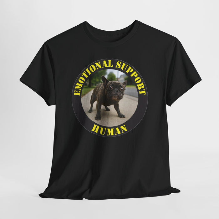 Emotional Support Human T‑Shirt – Funny Pet Rescue Tee with French Bulldog Photo