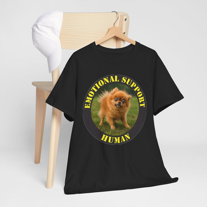 Emotional Support Human T‑Shirt — Cute Pomeranian Dog Graphic Tee
