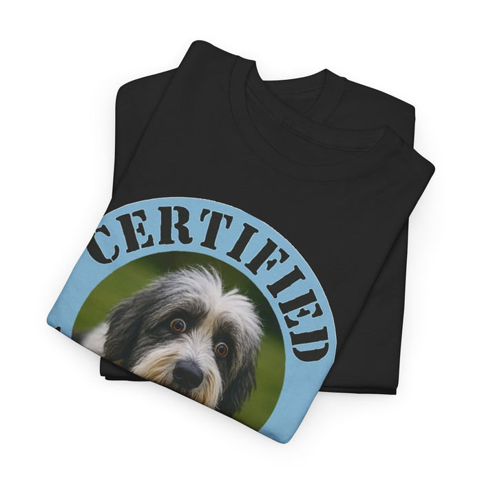 Old English Sheepdog Certified Velcro Dog T‑Shirt — Funny Pet Lover Tee