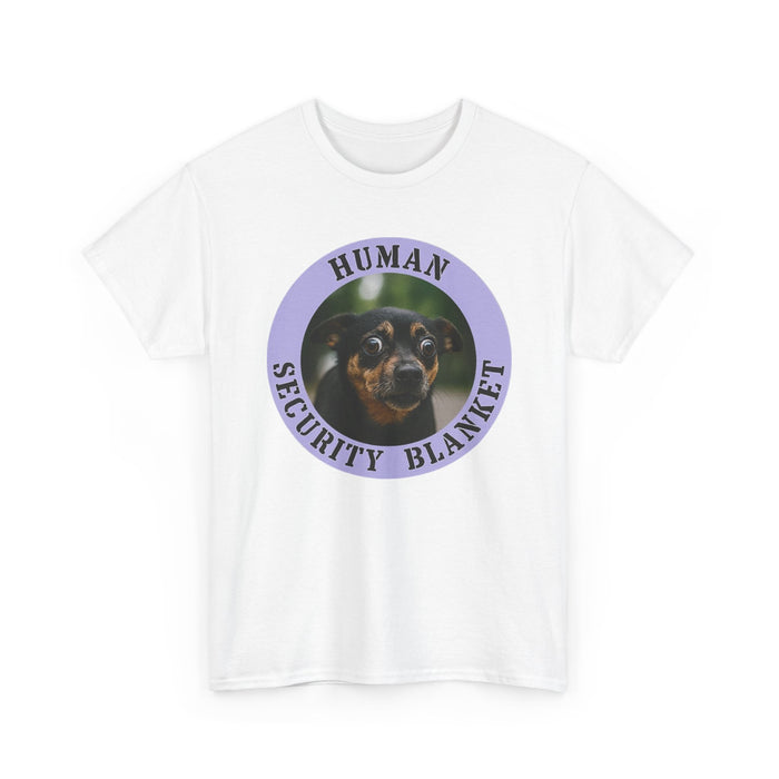 Human Security Blanket T-Shirt — Cute Dog Graphic Tee for Dog Lovers
