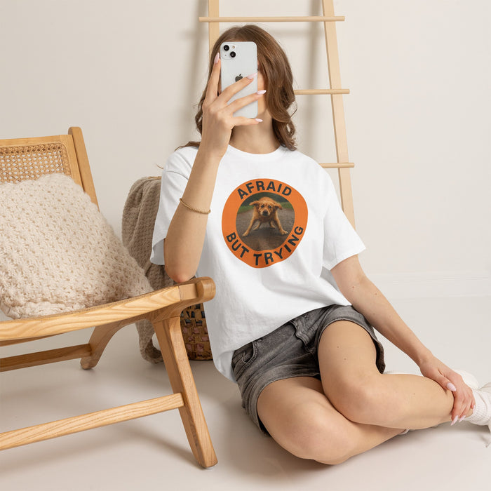 Afraid But Trying T-Shirt — Cute Nervous Dog Graphic Tee