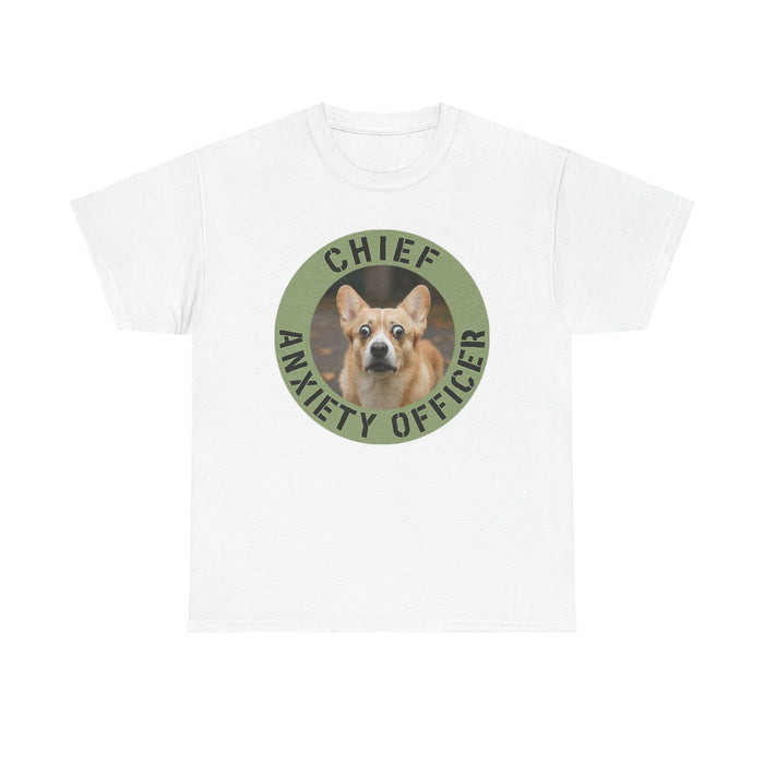 Chief Anxiety Officer T-Shirt — Funny Corgi Pet Tee for Dog Lovers