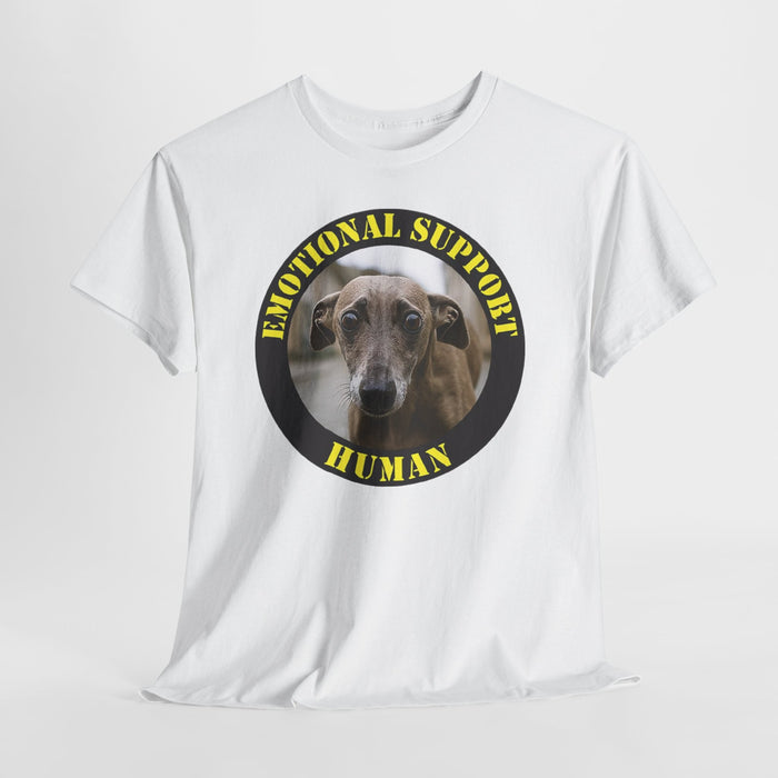Emotional Support Human Tee — Funny Dog Portrait Shirt for Pet Lovers