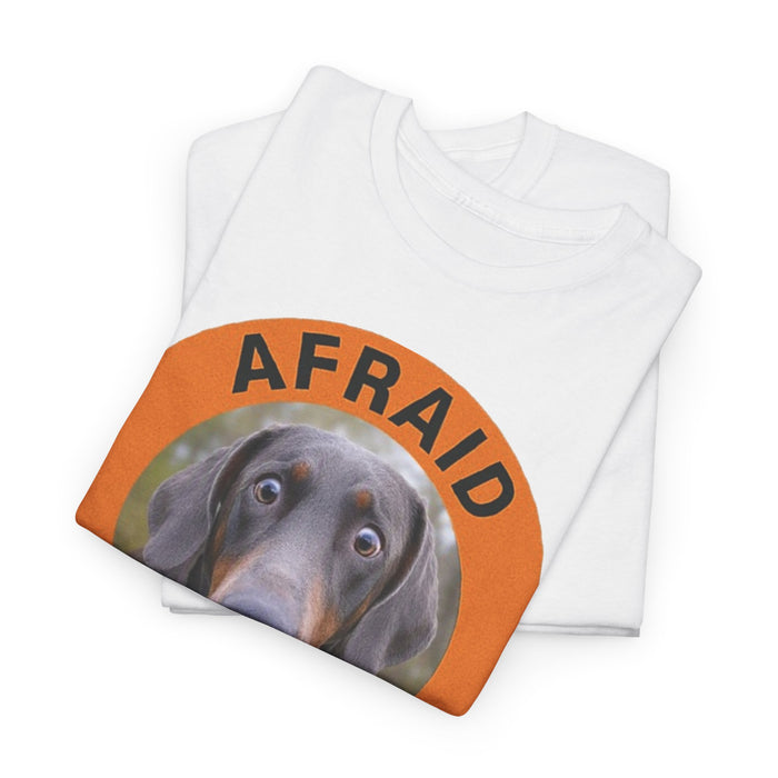 Doberman Afraid But Trying Tee — Cute Anxious Dog Motivational Graphic T-Shirt