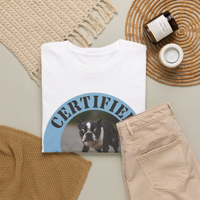Certified Velcro Dog T‑Shirt — Funny Puppy Photo Tee for Dog Lovers
