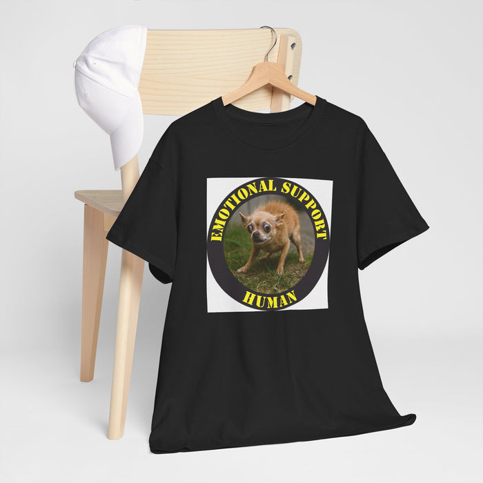 Emotional Support Human T‑Shirt — Funny Rescue Dog Badge Tee