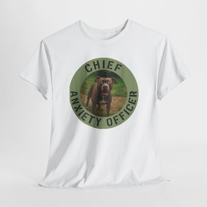 Dog Lover T-Shirt — "Chief Anxiety Officer" Graphic Tee with Funny Pup Design
