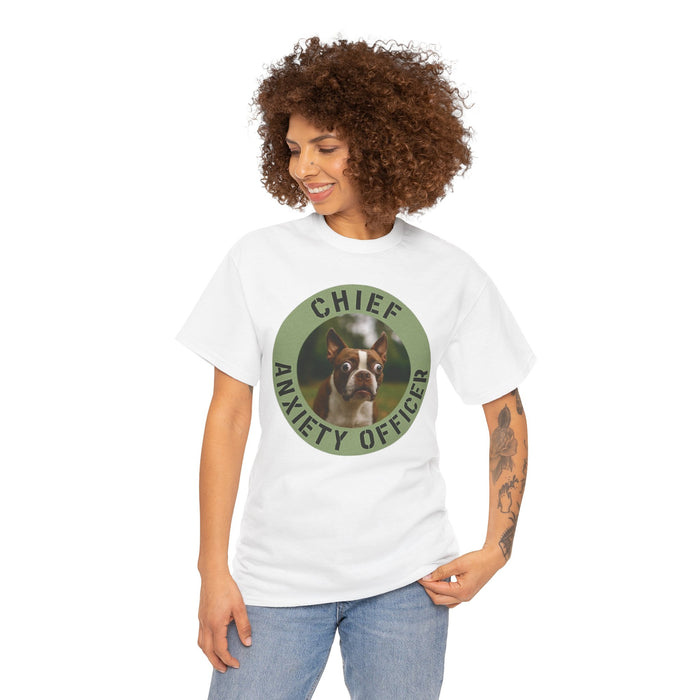Chief Anxiety Officer Dog T-Shirt — Funny Boston Terrier Pet Tee