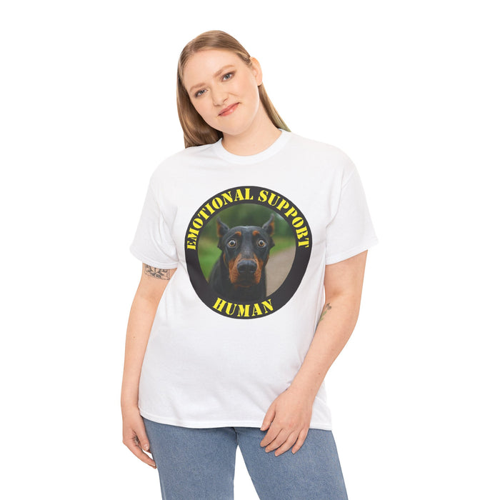 Emotional Support Human T‑Shirt — Doberman Pet Lover Tee