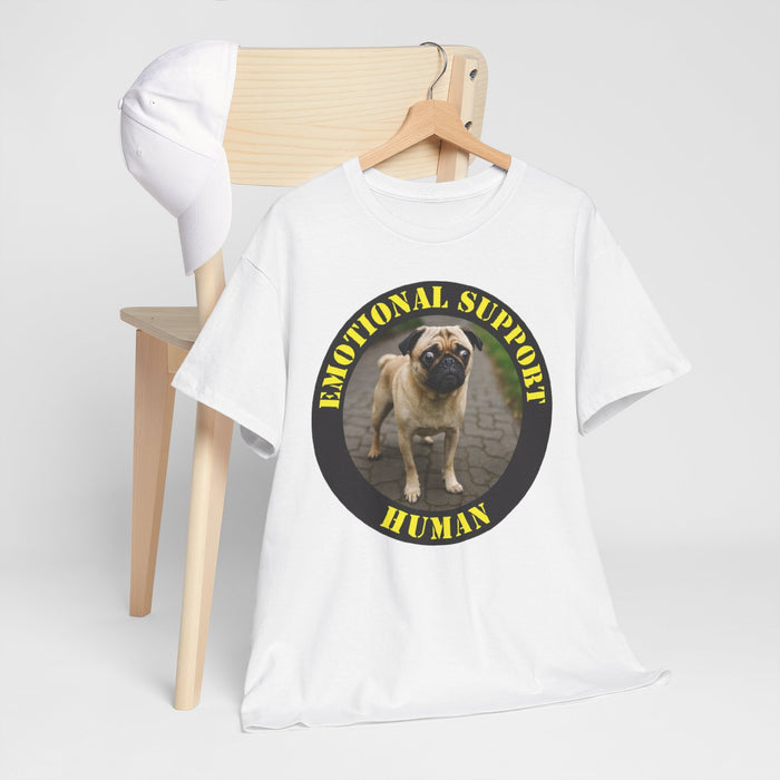Emotional Support Human T‑Shirt — Funny Pug Pet Lover Tee