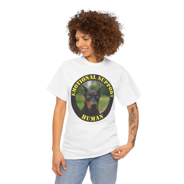 Emotional Support Human T‑Shirt — Doberman Pet Lover Tee
