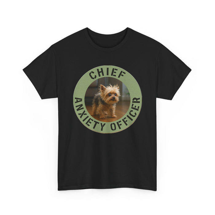 Chief Anxiety Officer T‑Shirt — Cute Yorkie Dog Graphic Tee