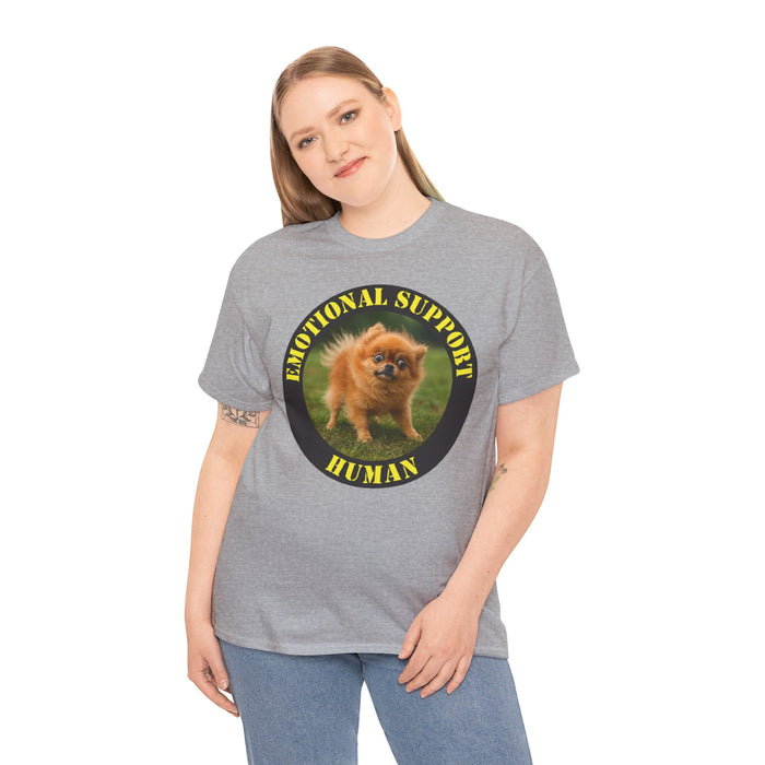 Emotional Support Human T‑Shirt — Cute Pomeranian Dog Graphic Tee