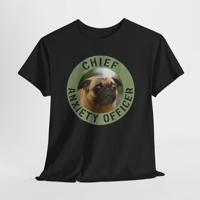 Chief Anxiety Officer Tee — Funny Pug Graphic T-Shirt