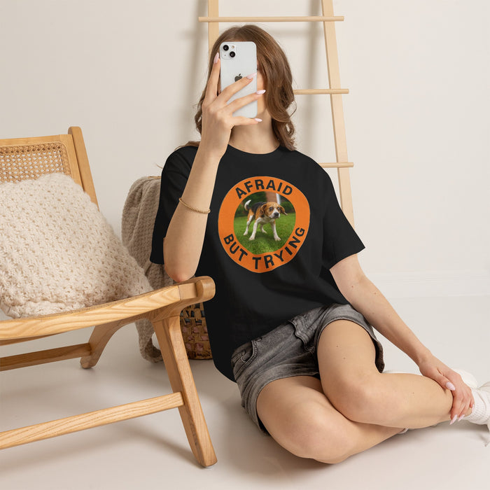 Afraid But Trying Tee — Cute Beagle Motivational Dog T-Shirt