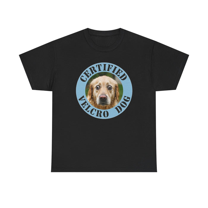 Certified Velcro Dog T‑Shirt – Funny Pet Lover Tee with Dog Face Badge