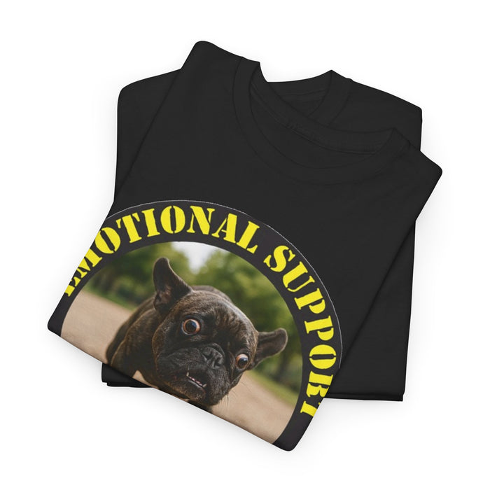 Emotional Support Human T-Shirt — Funny Pet Therapy Tee with Pug Photo