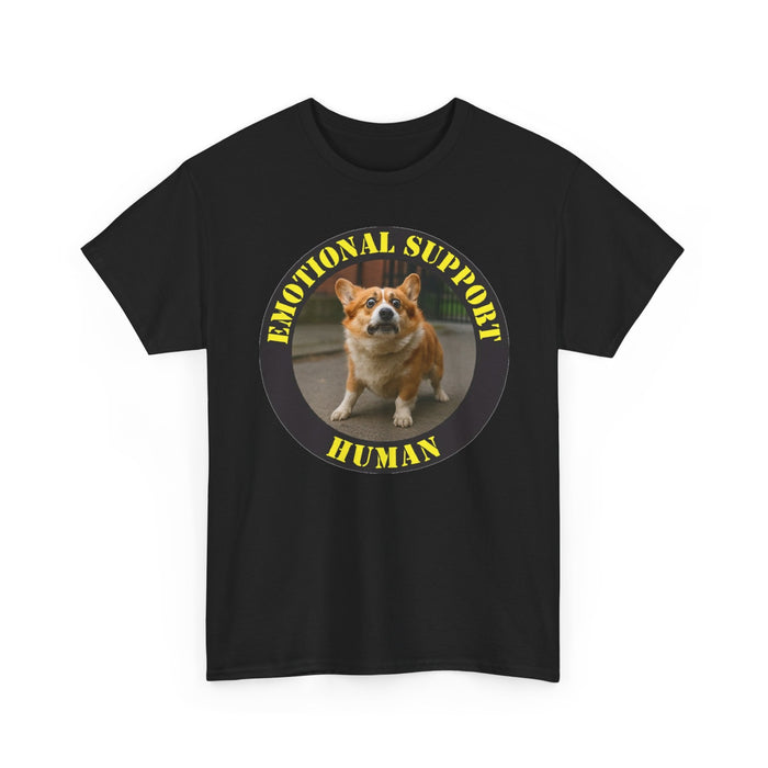 Emotional Support Human Tee — Corgi Patch Graphic T-Shirt
