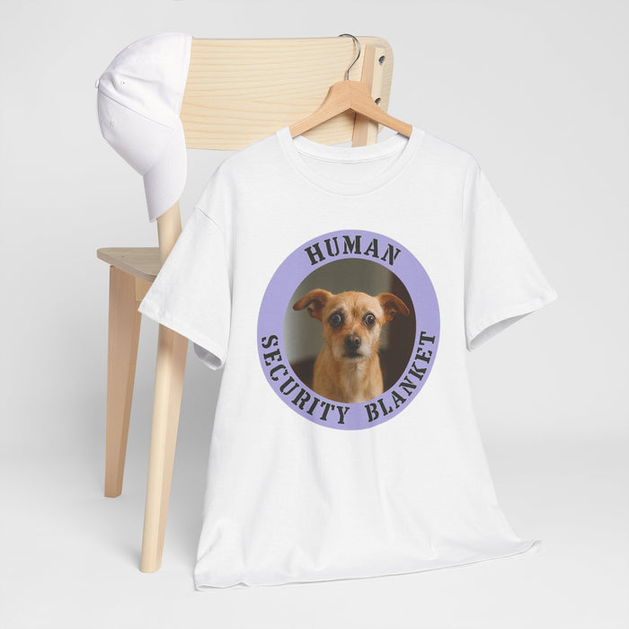 Dog Lover T‑Shirt - "Human Security Blanket" Cute Small Dog Photo Tee