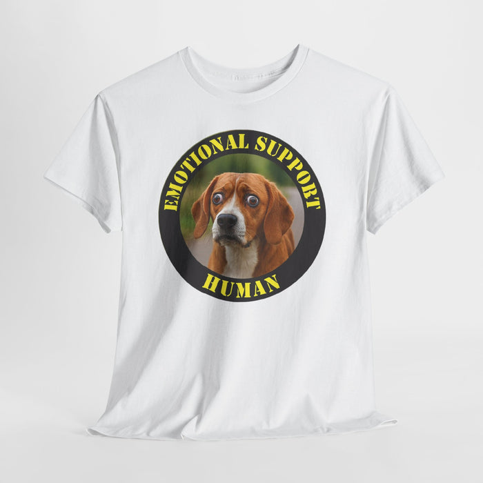 Emotional Support Human Tee — Funny Dog Badge T-Shirt