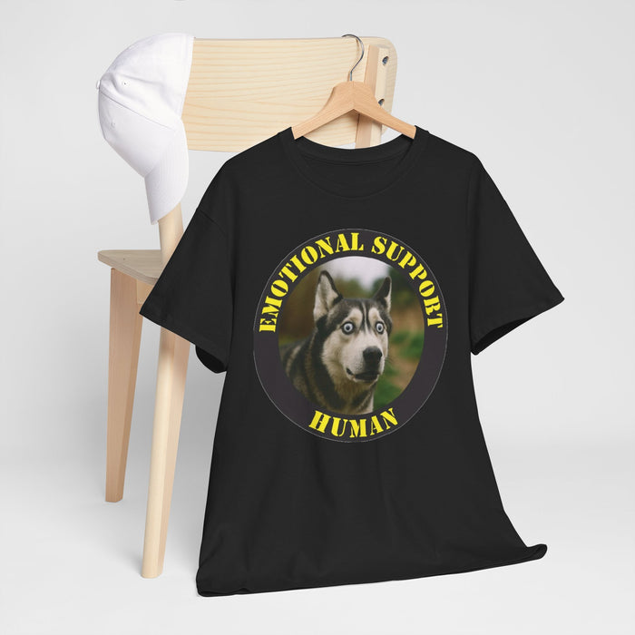 Emotional Support Human T-Shirt — Cute Husky Pet Lover Tee