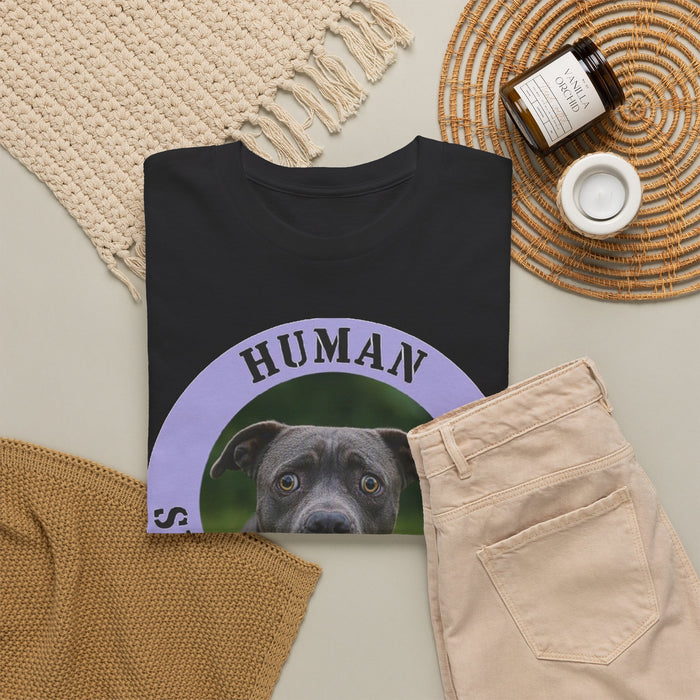 Pit Bull Human Security Blanket Dog Photo Tee — Funny Pet Lover T-Shirt