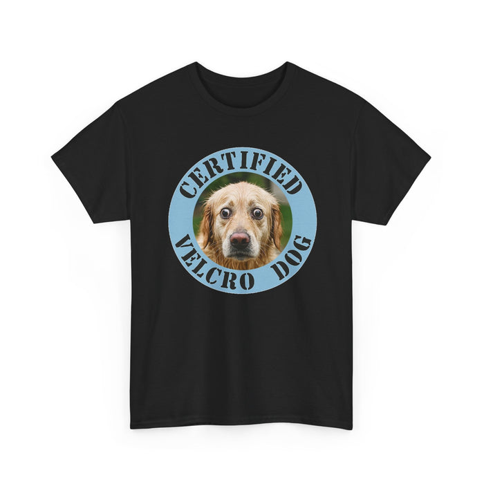 Certified Velcro Dog T‑Shirt – Funny Pet Lover Tee with Dog Face Badge