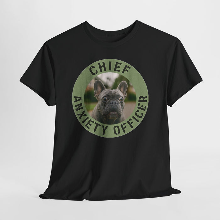Chief Anxiety Officer Dog T-Shirt — Funny French Bulldog Tee for Dog Lovers