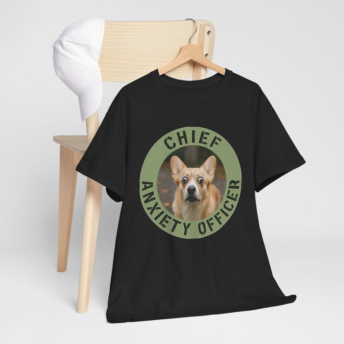 Chief Anxiety Officer T-Shirt — Funny Corgi Pet Tee for Dog Lovers