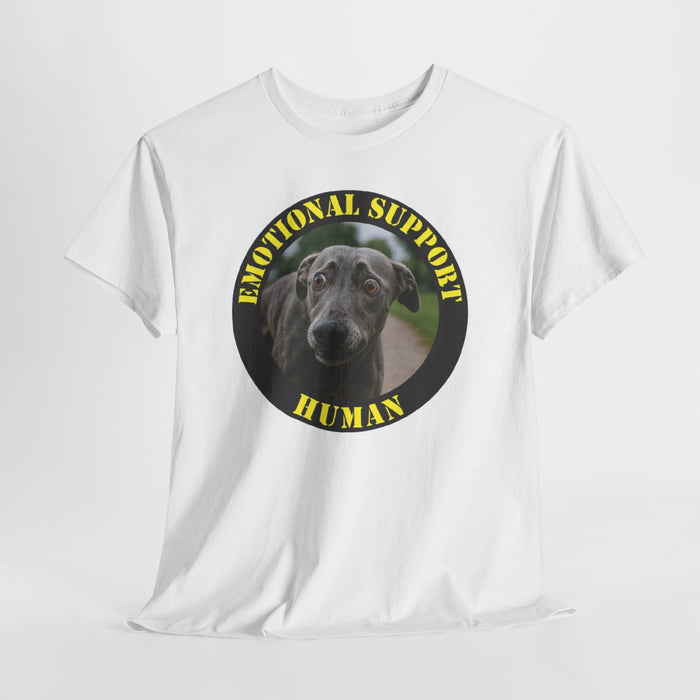 Emotional Support Human T‑Shirt — Rescue Dog Photo Tee for Pet Lovers